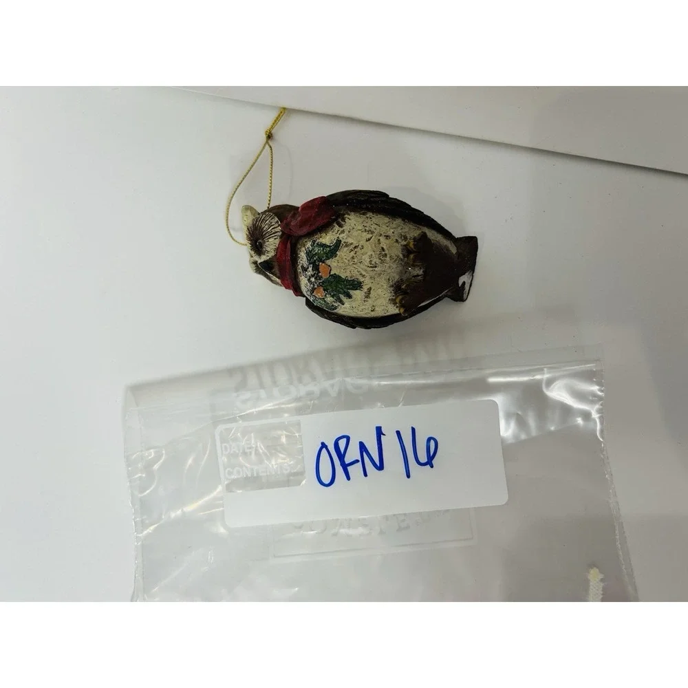Vintage Estate Find Old World Owl Resin‎ Ornament  Christmas Farmhouse Decor
